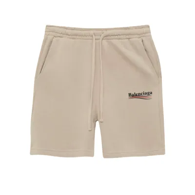 BALENCIAGA POLITICAL CAMPAIGN SWEAT SHORT BEIGE