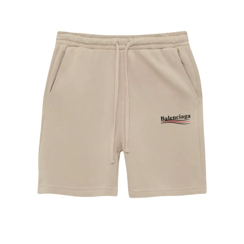 BALENCIAGA POLITICAL CAMPAIGN SWEAT SHORT BEIGE