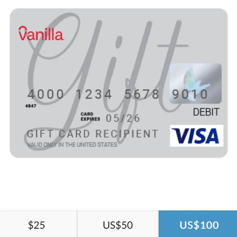 Visa Vanilla online Gift Card