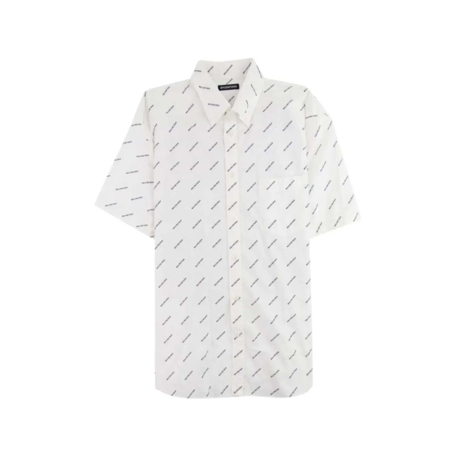 BALENCIAGA SHORT SLEEVE ALL OVER PRINT SHIRT WHITE &amp; BLACK