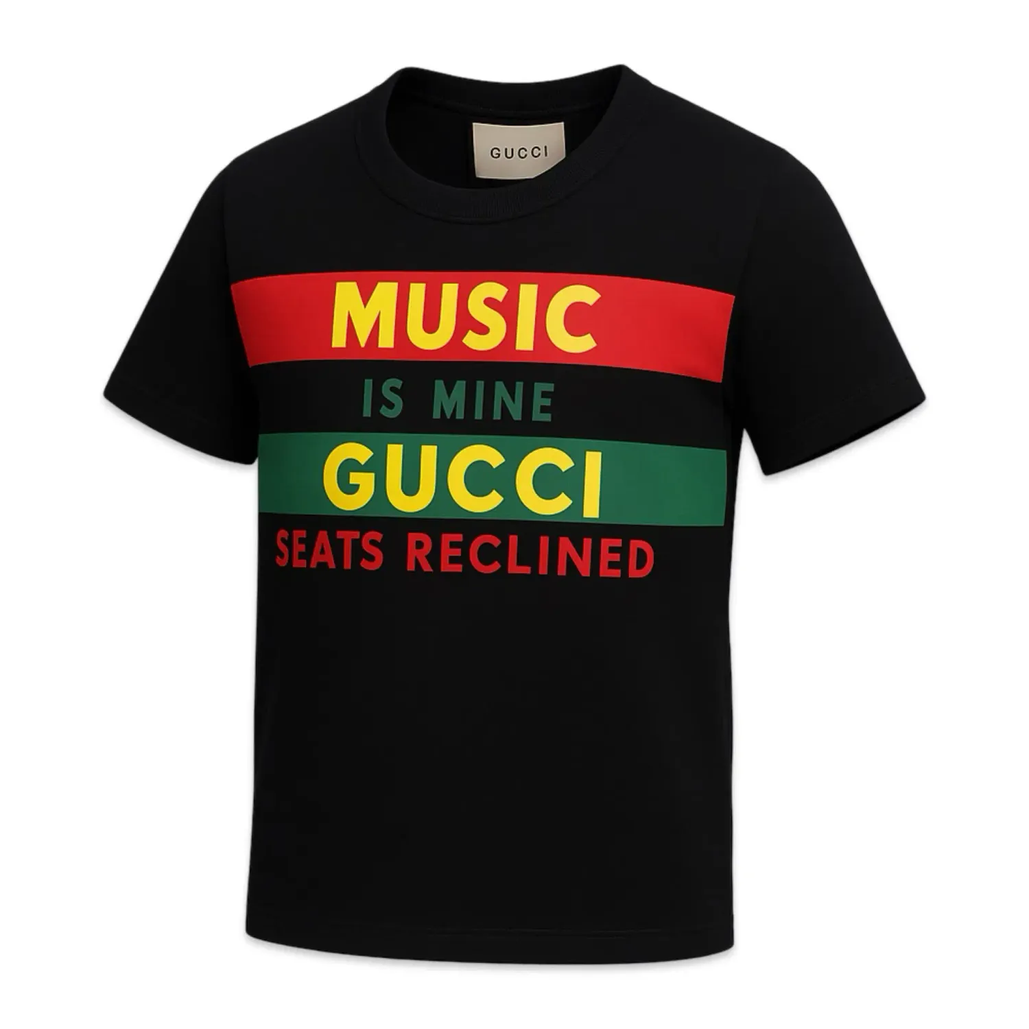 Gucci 'Music is Mine Gucci Seats Reclined' print T-shirt Black