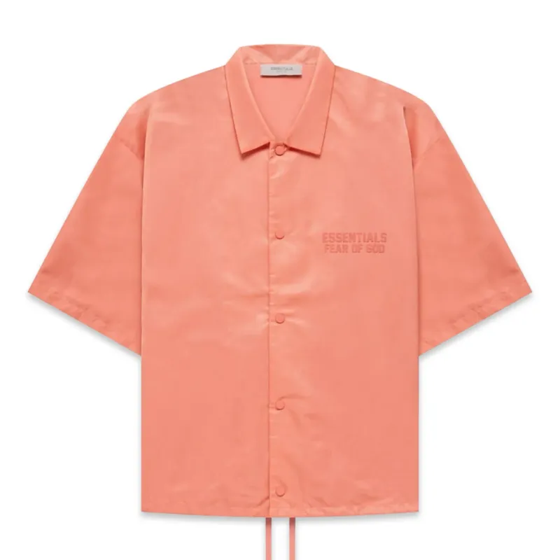 FOG ESSENTIALS Logo Flocked Nylon Shirt Coral
