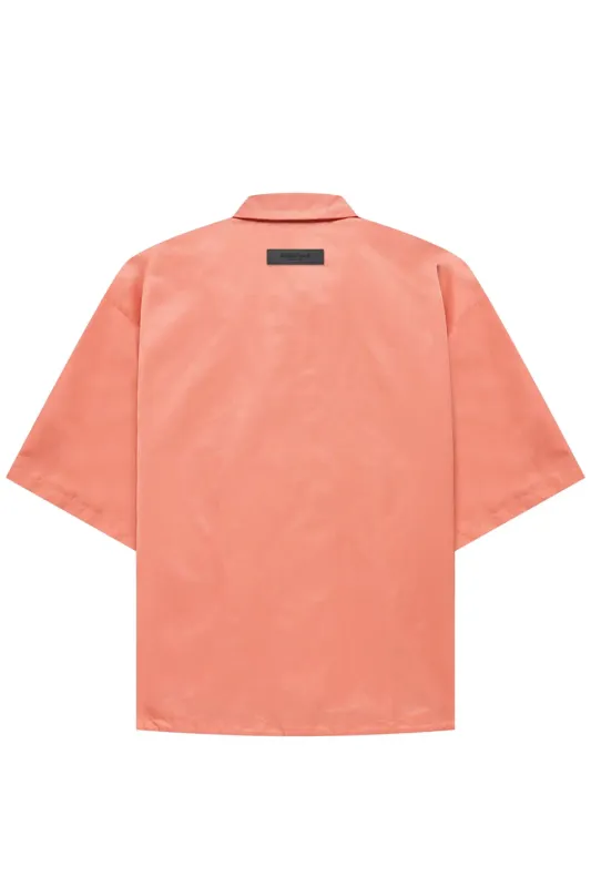 FOG ESSENTIALS Logo Flocked Nylon Shirt Coral