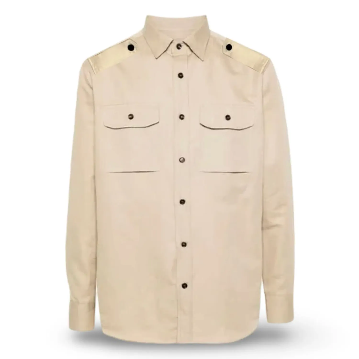 Zegna Mens Safari Shirt Long Sleeve Bege