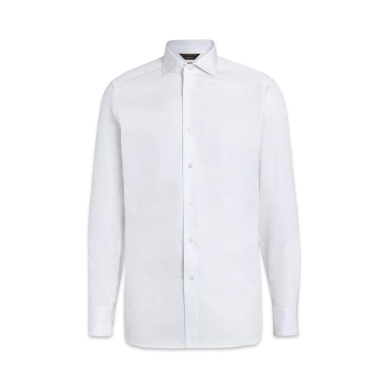 ZEGNA WHITE MICRO COTTON LONG-SLEEVE TAILORING SHIRT WHITE ZEGNA WHITE MICRO COTTON LONG-SLEEVE TAILORING SHIRT WHITE