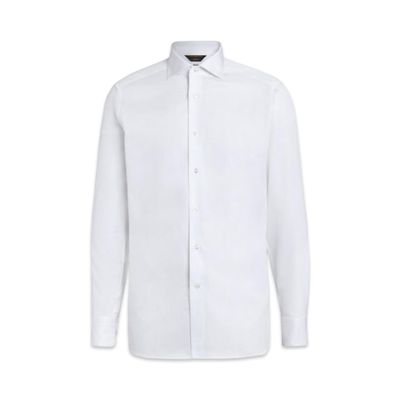 ZEGNA WHITE MICRO COTTON LONG-SLEEVE TAILORING SHIRT WHITE