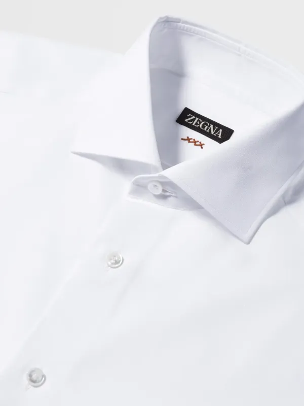 ZEGNA WHITE MICRO COTTON LONG-SLEEVE TAILORING SHIRT WHITE