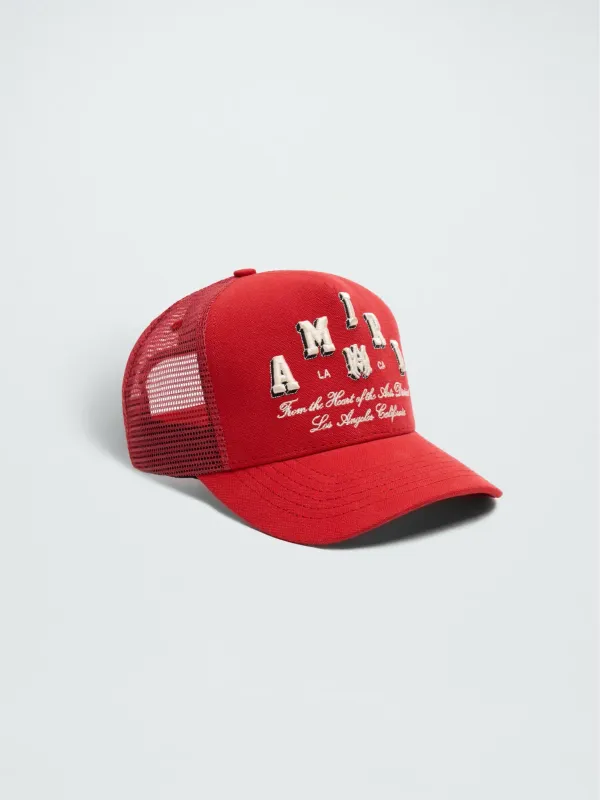 AMIRI AMIRI VARSITY TRUCKER HAT RED