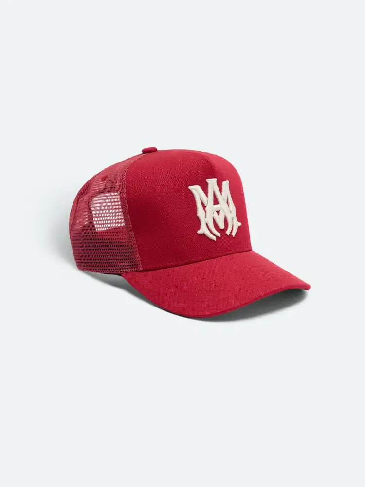 Amiri MA Logo Trucker Hat in Red