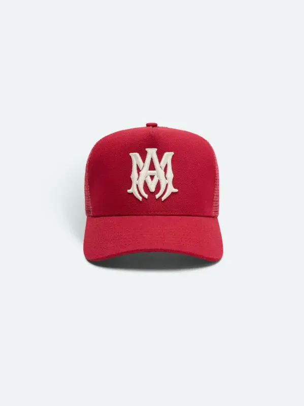 Amiri MA Logo Trucker Hat in Red