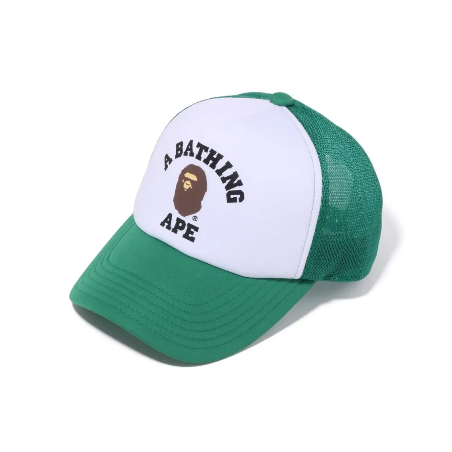 A Bathing Ape College Mesh Cap Green &amp; White