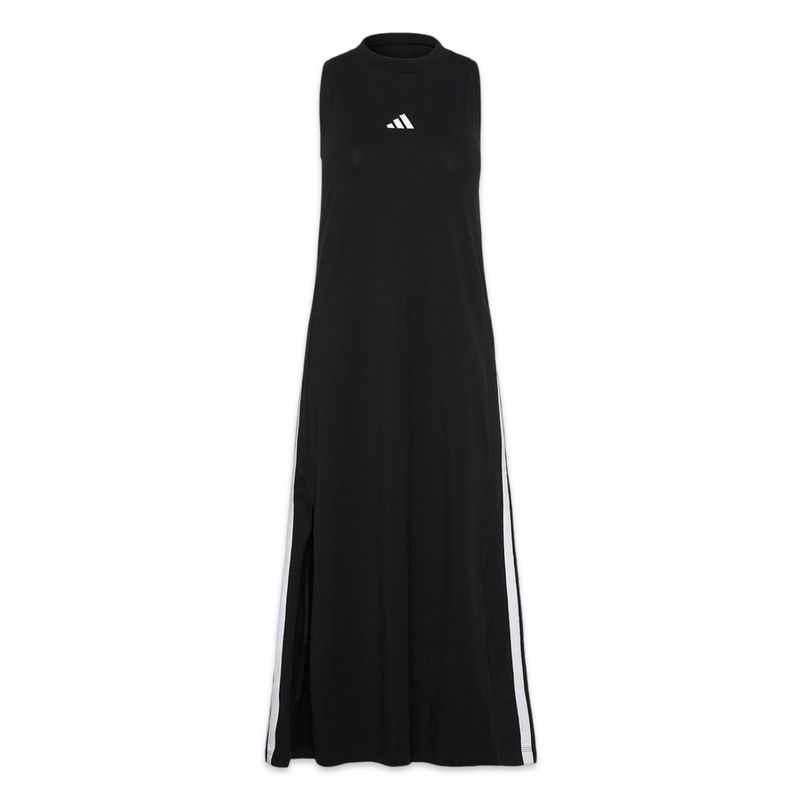 Adidas Vestido Maxi 3-Stripes Preto Feminino Adidas Vestido Maxi 3-Stripes Preto Feminino