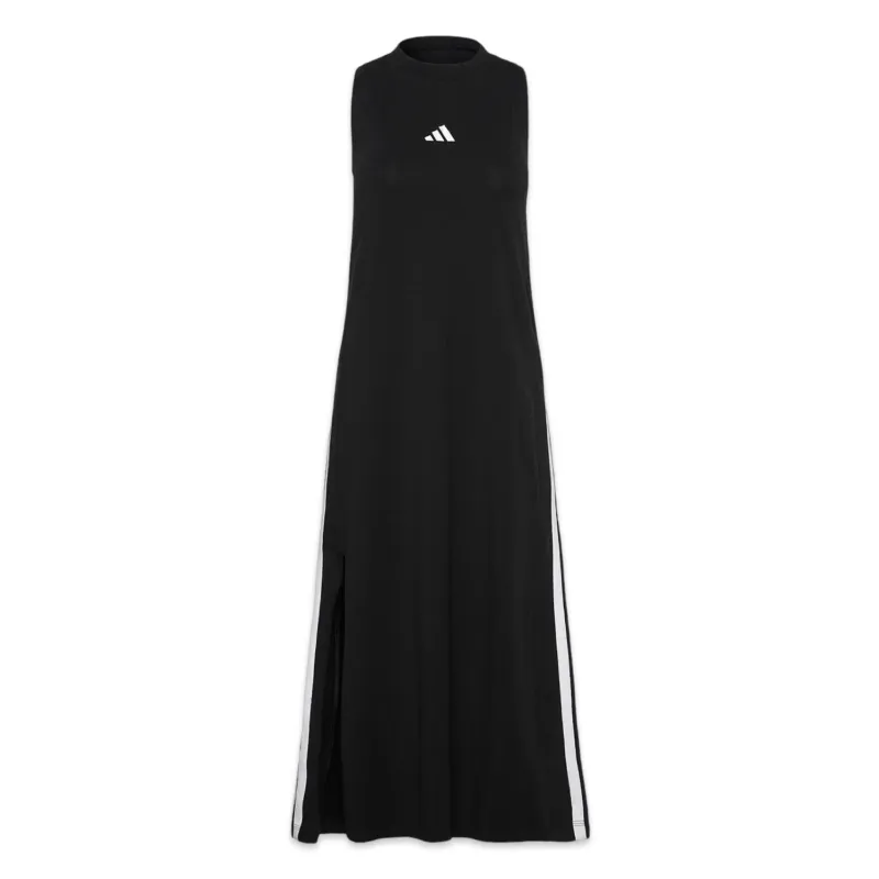Adidas Vestido Maxi 3-Stripes Preto Feminino