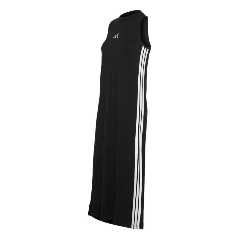Adidas Vestido Maxi 3-Stripes Preto Feminino