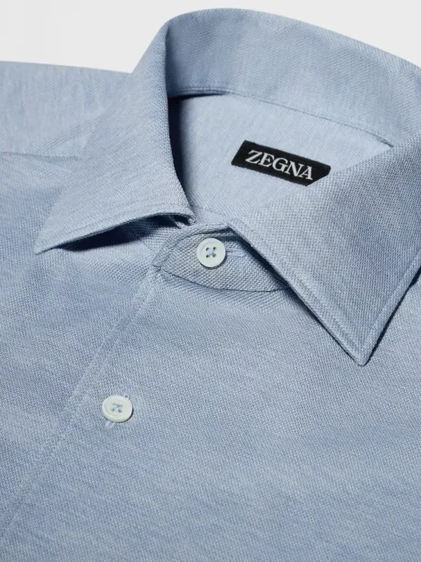 Zegna CAMISA DE MANGA COMPRIDA DE ALGODÃO JERSEY