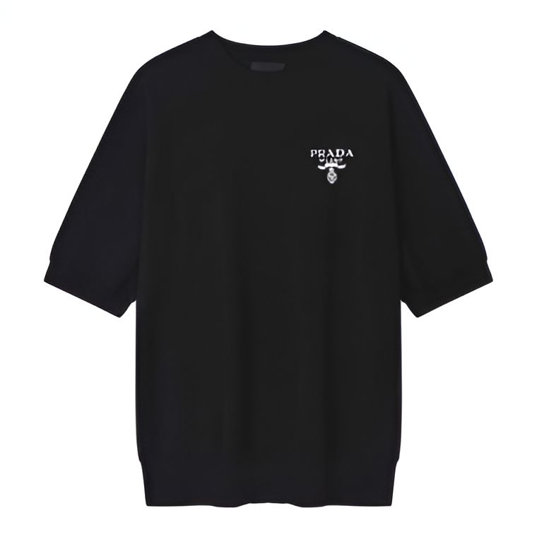 Prada Suéter de caxemira preto com logo branco