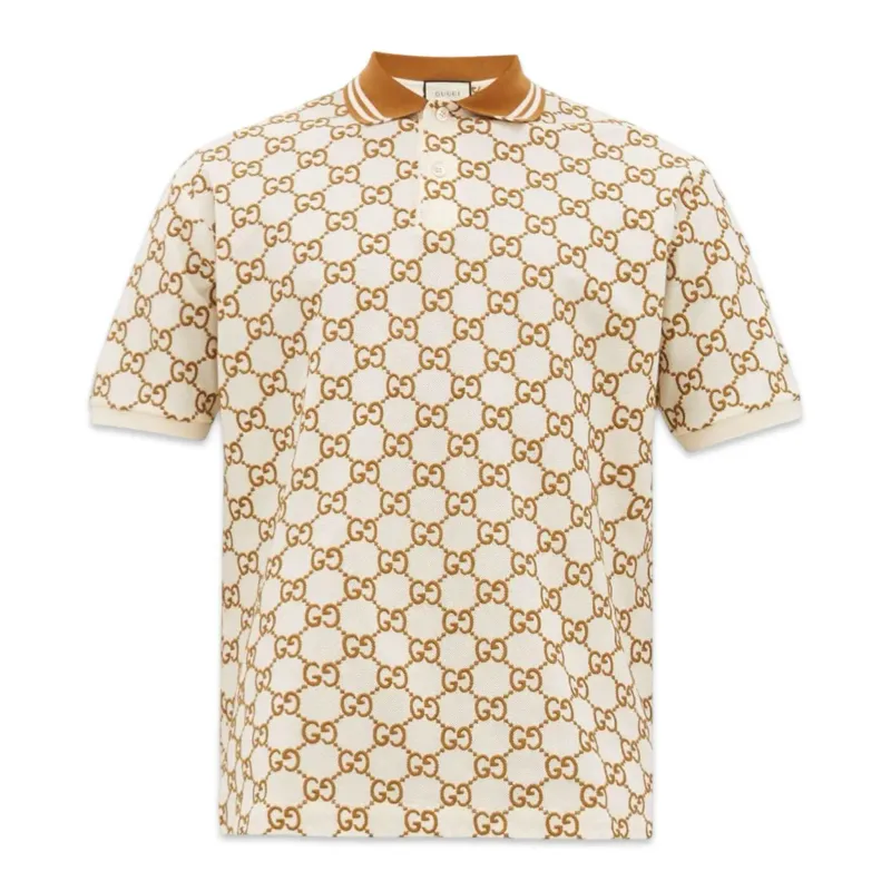 Gucci polo GG em seda e algodão jacquard