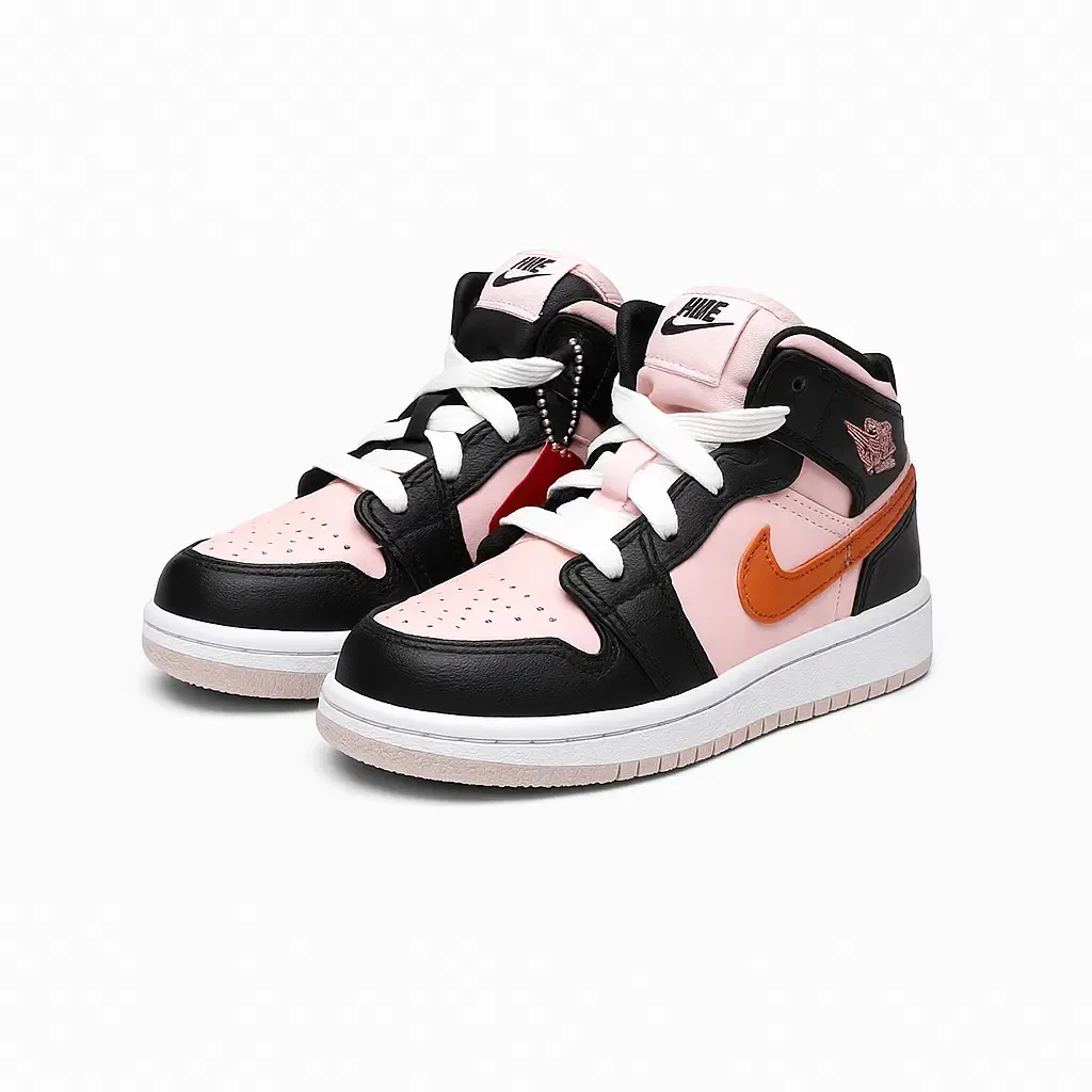 AIR JORDAN 1 MID GS 'PRETO ROSA CARMESIM' KIDS