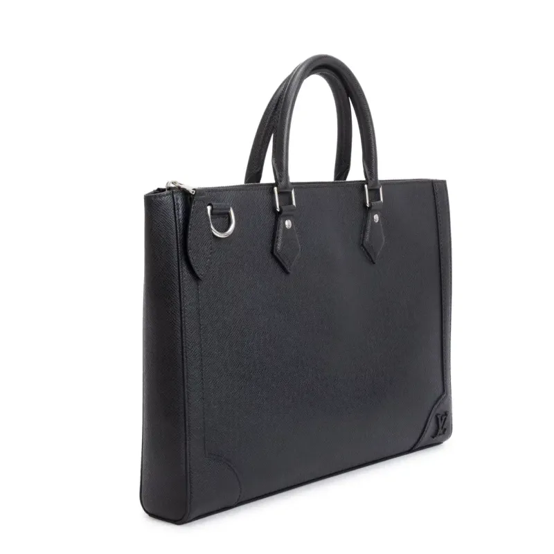Louis Vuitton Black Taiga Leather Slim Briefcase Bag