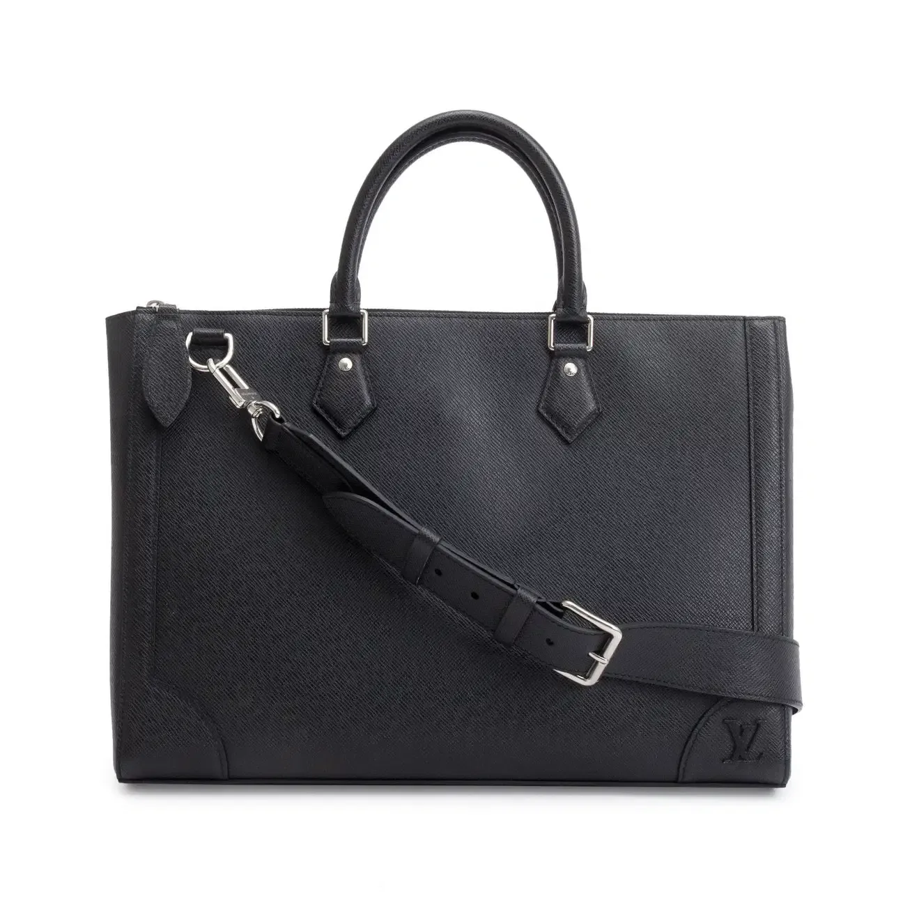 Louis Vuitton Black Taiga Leather Slim Briefcase Bag