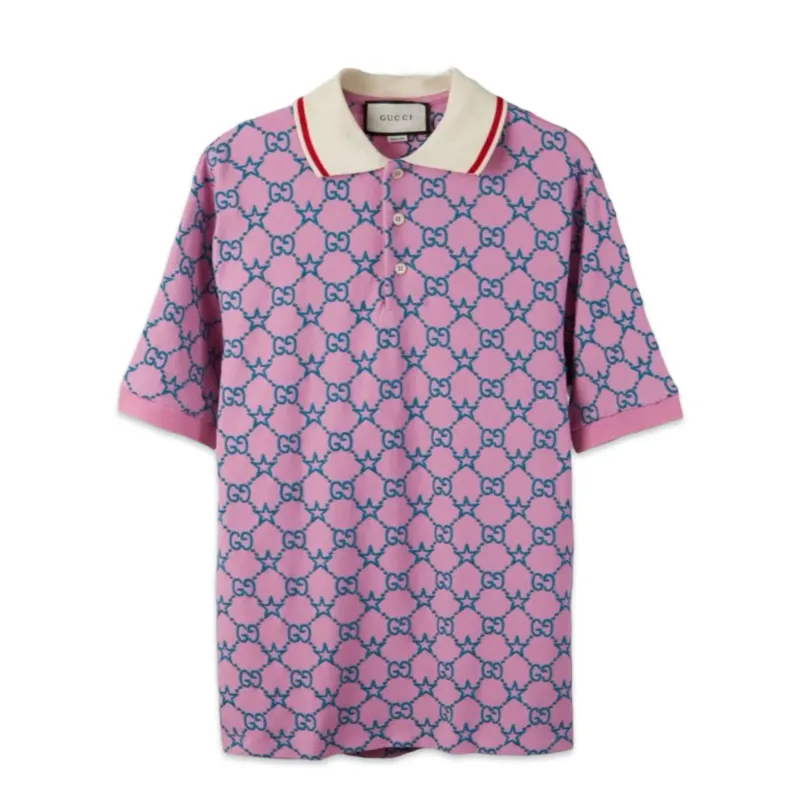 GUCCI GG Logo Bordado Polo T-Shirt pinky