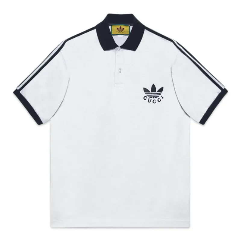 Gucci x Adidas Piquet Polo Shirt White