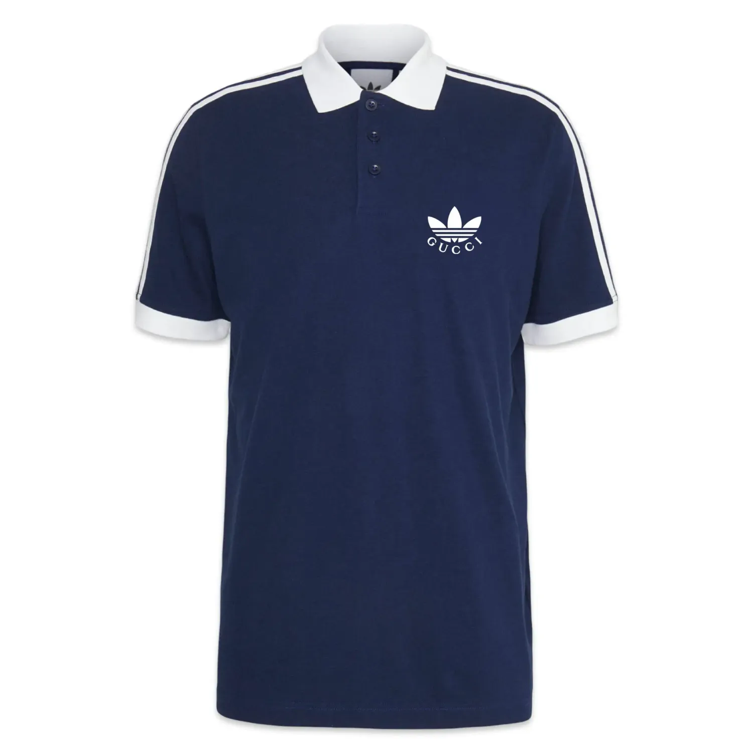 Gucci x Adidas Piquet Polo Shirt Blue