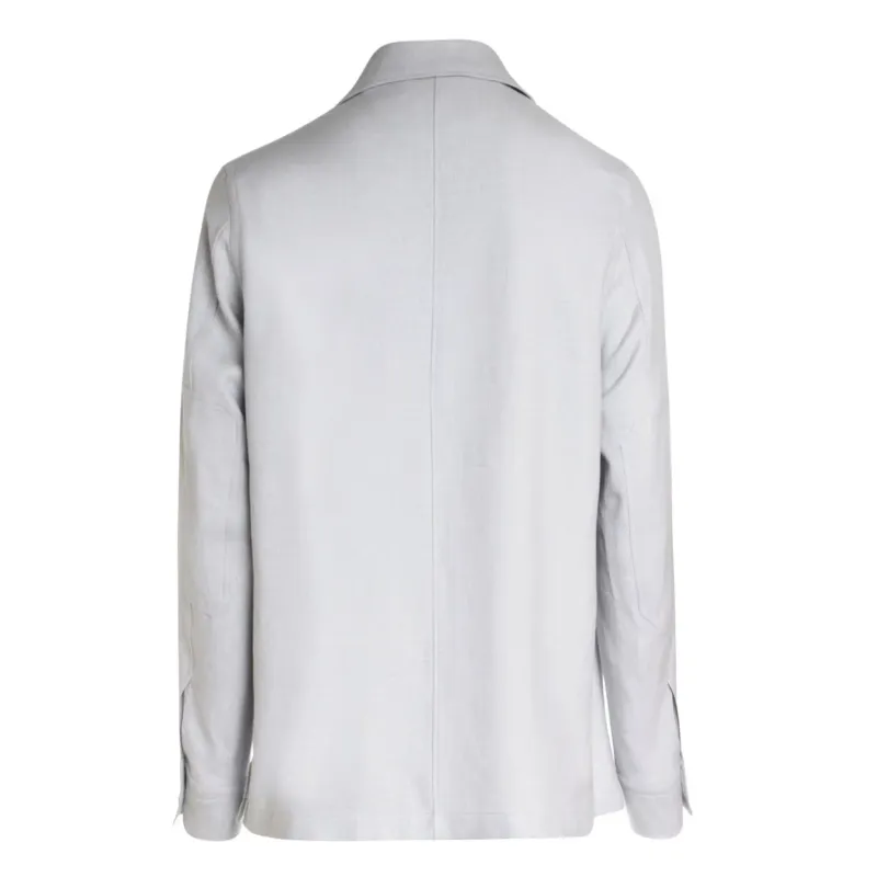 Zegna Mens Safari Shirt Long Sleeve Grey