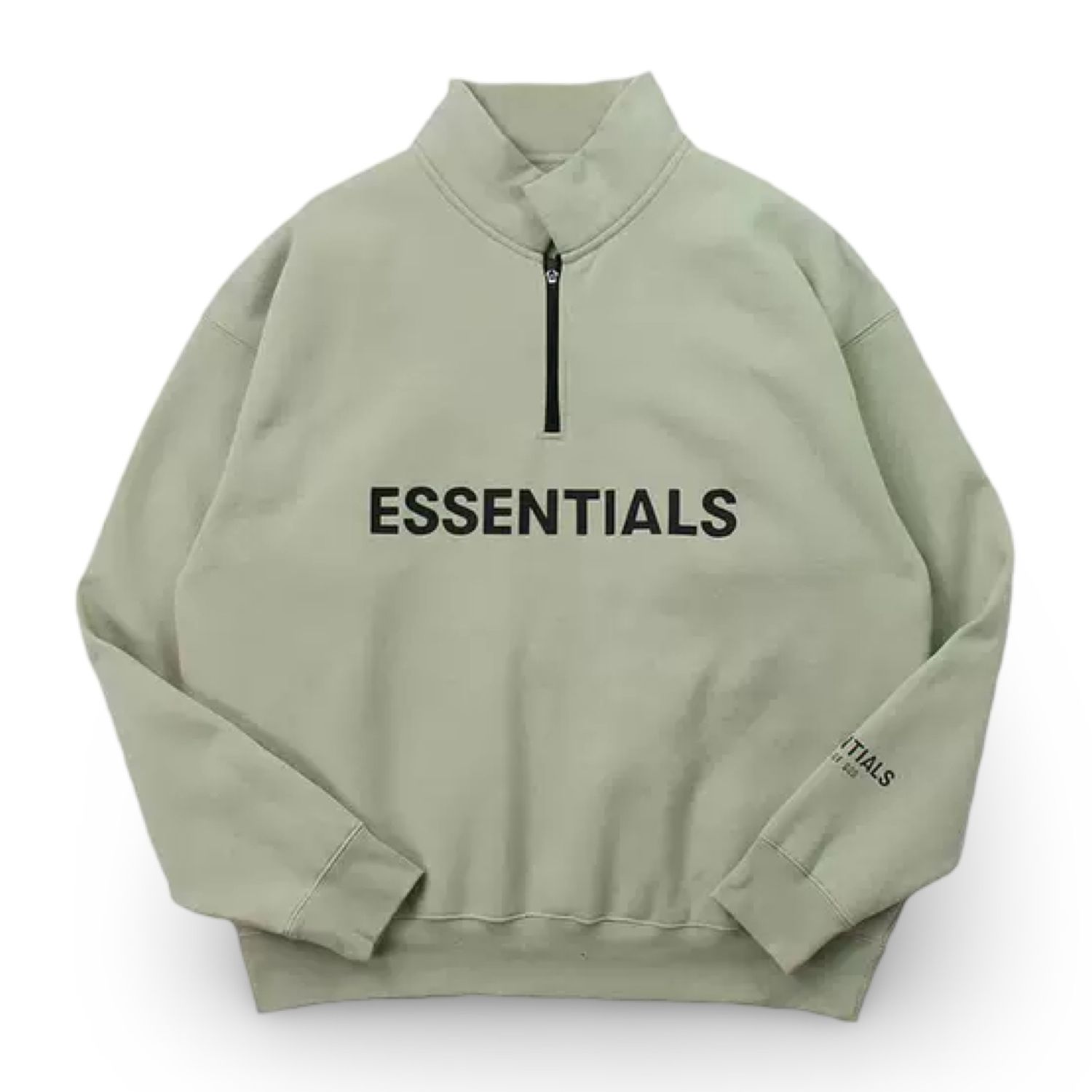 FEAR OF GOD ESSENTIALS Half Zip Pullover Sweater Green FEAR OF GOD ESSENTIALS Half Zip Pullover Sweater Green