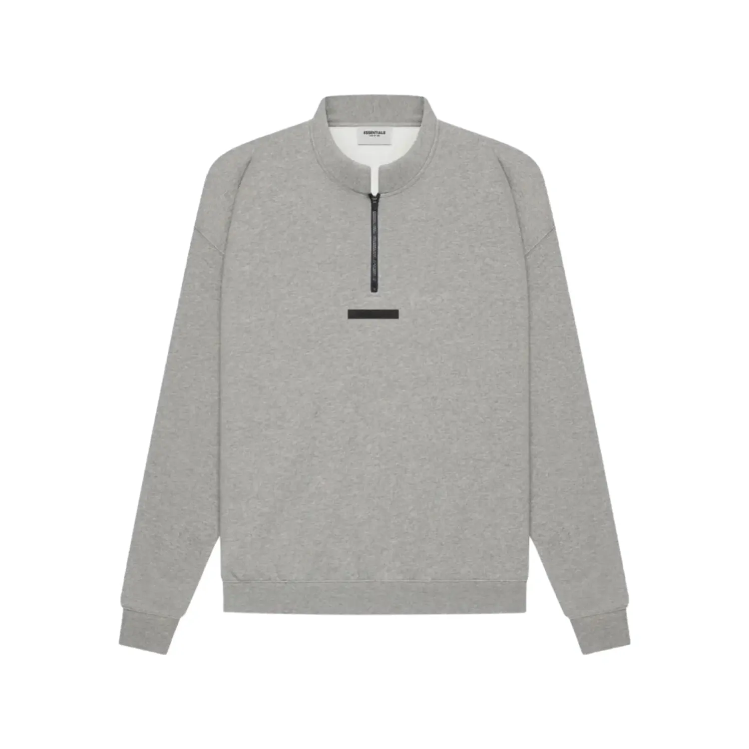 FOG ESSENTIALS Mockneck Half Zip Sweat Dark  Oatmeal
