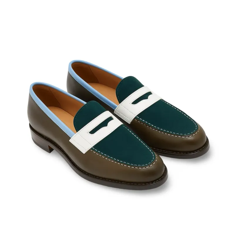 JM Weston 180 Mocassim Green, Blue e White