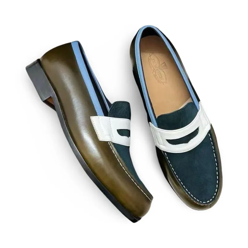 JM Weston 180 Mocassim Green, Blue e White