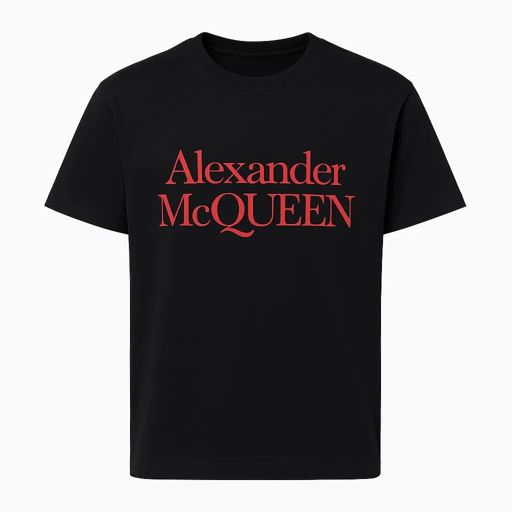 ALEXANDER MCQUEEN Logo Print Black Cotton T-Shirt