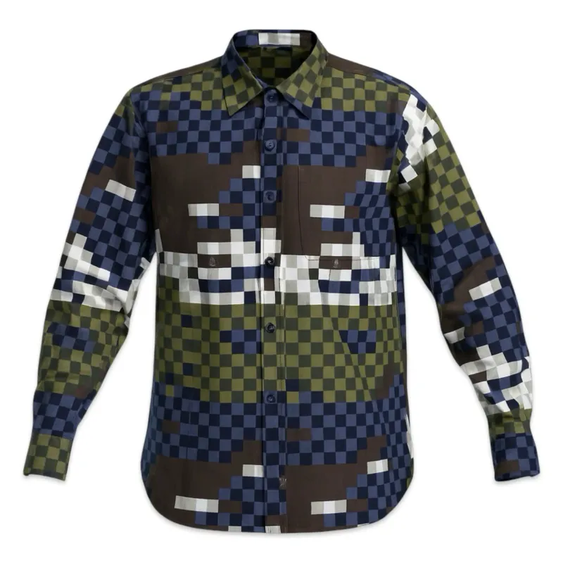 Louis Vuitton Green Brown Pixel Silky Shirt