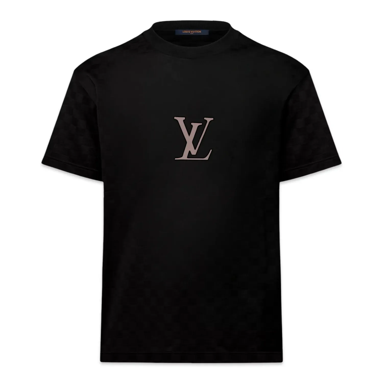 LOUIS VUITTON Logo Brown Short Sleeve Black T-Shirt