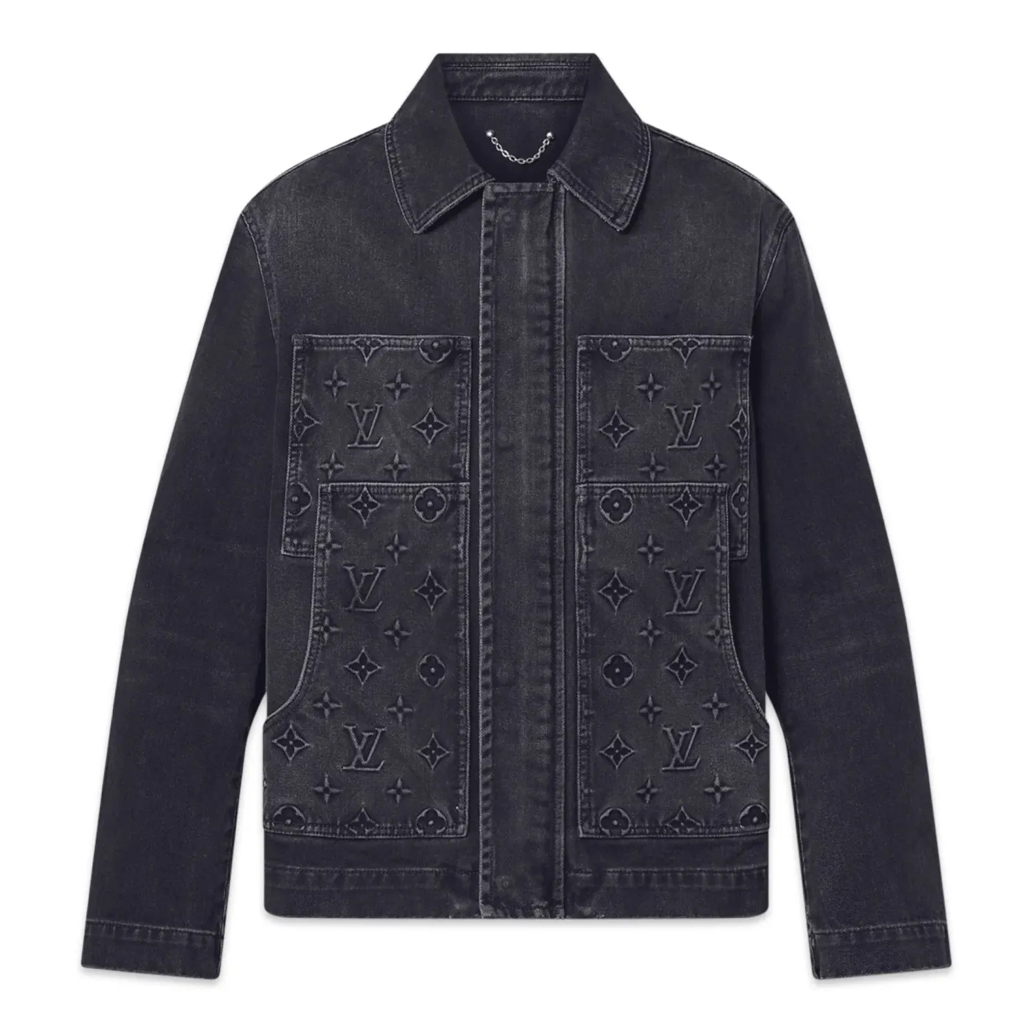 Louis Vuitton Monogram Long Sleeved Denim Workwear Shirt Black