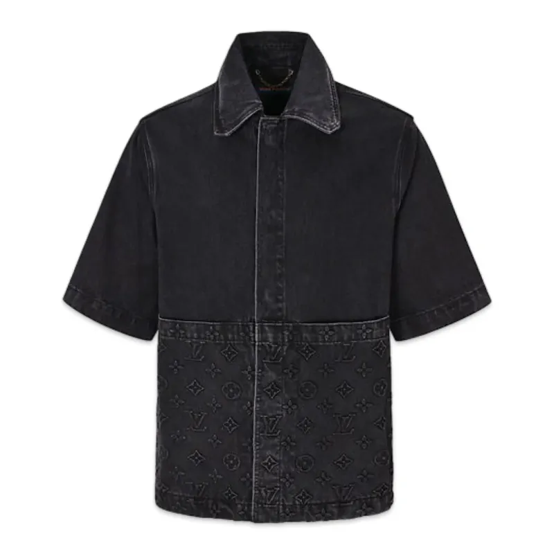 Louis Vuitton Short-Sleeved Denim Workwear Shirt Black