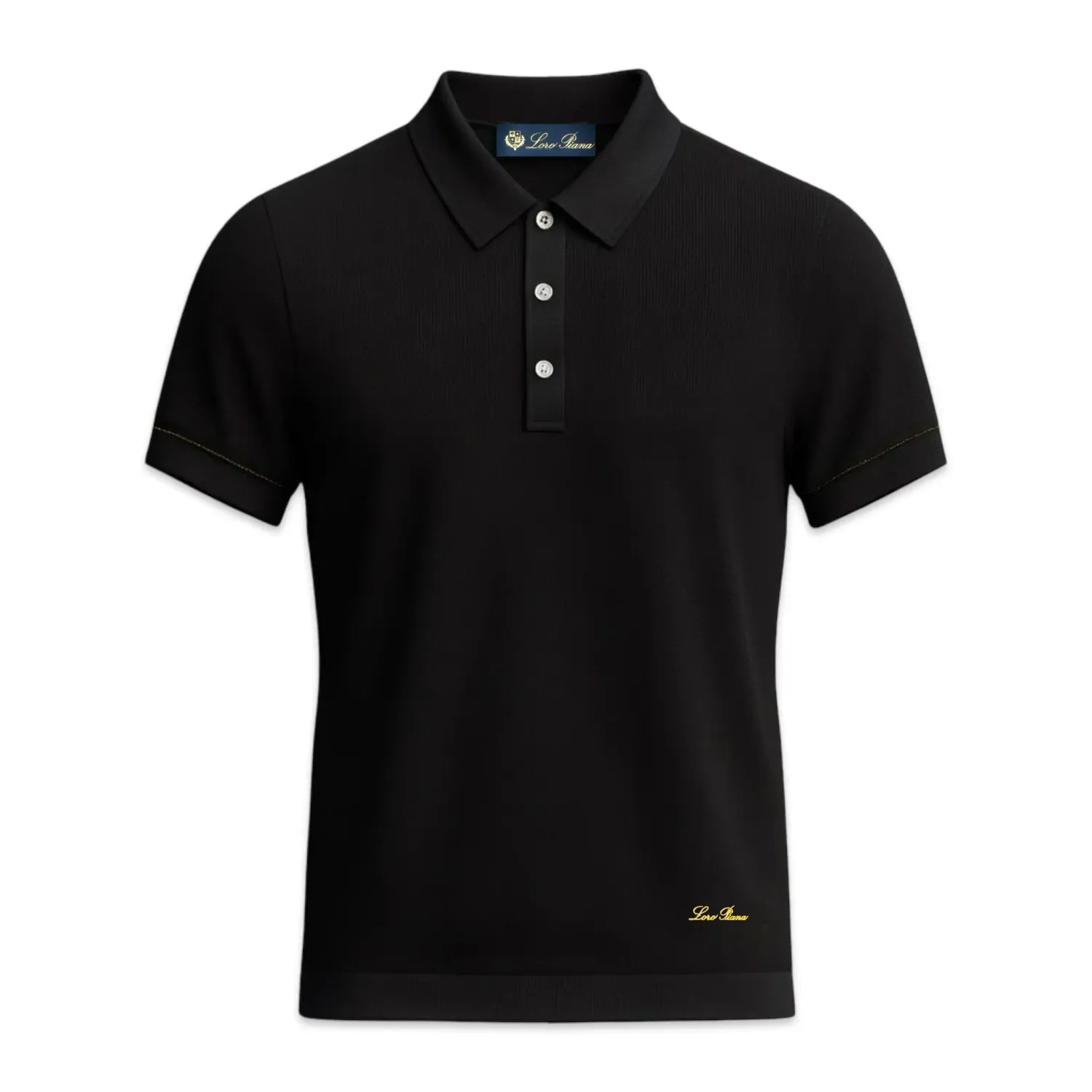 Loro Piana Men's Island Cotton Polo Shirt Black