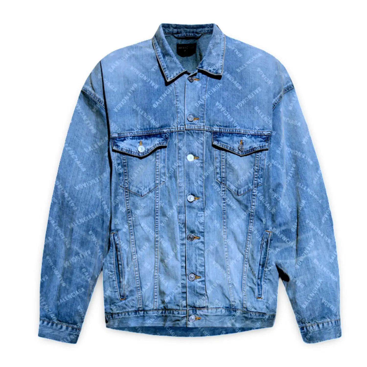 BALENCIAGA DENIM JACKET WITH VINTAGE EFFECT