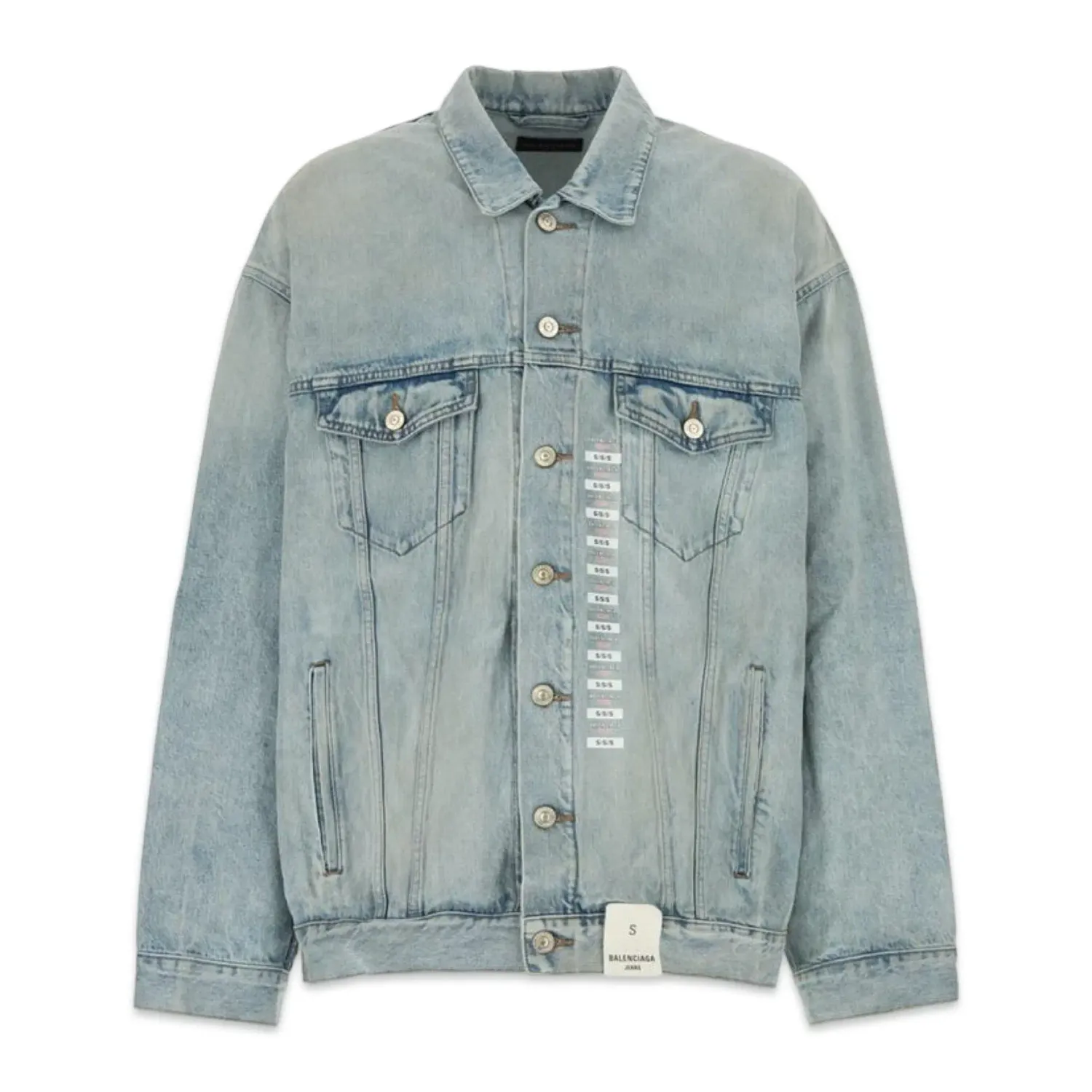 Balenciaga Denim Jacket With Size Sticker Pattern