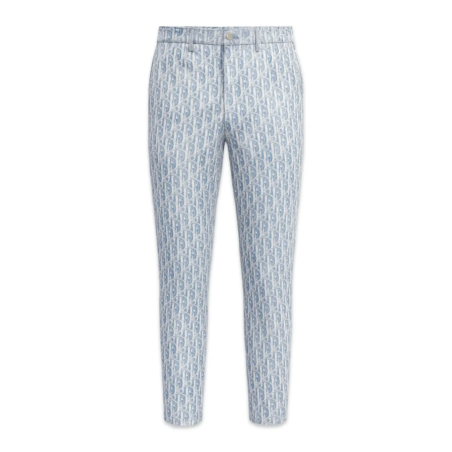 Dior Slim Fit Pants Cotton Kasuri Dior Oblique blue and white