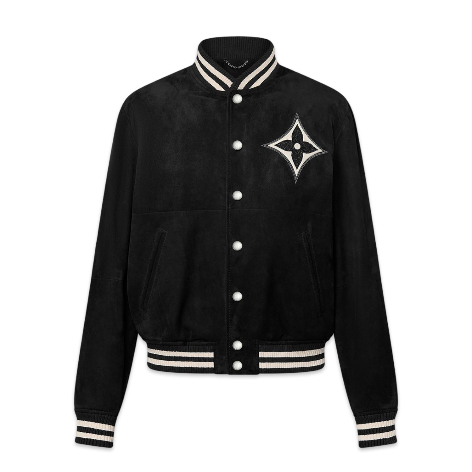 LV Black &amp; White Suede Lambskin Bomber Jacket