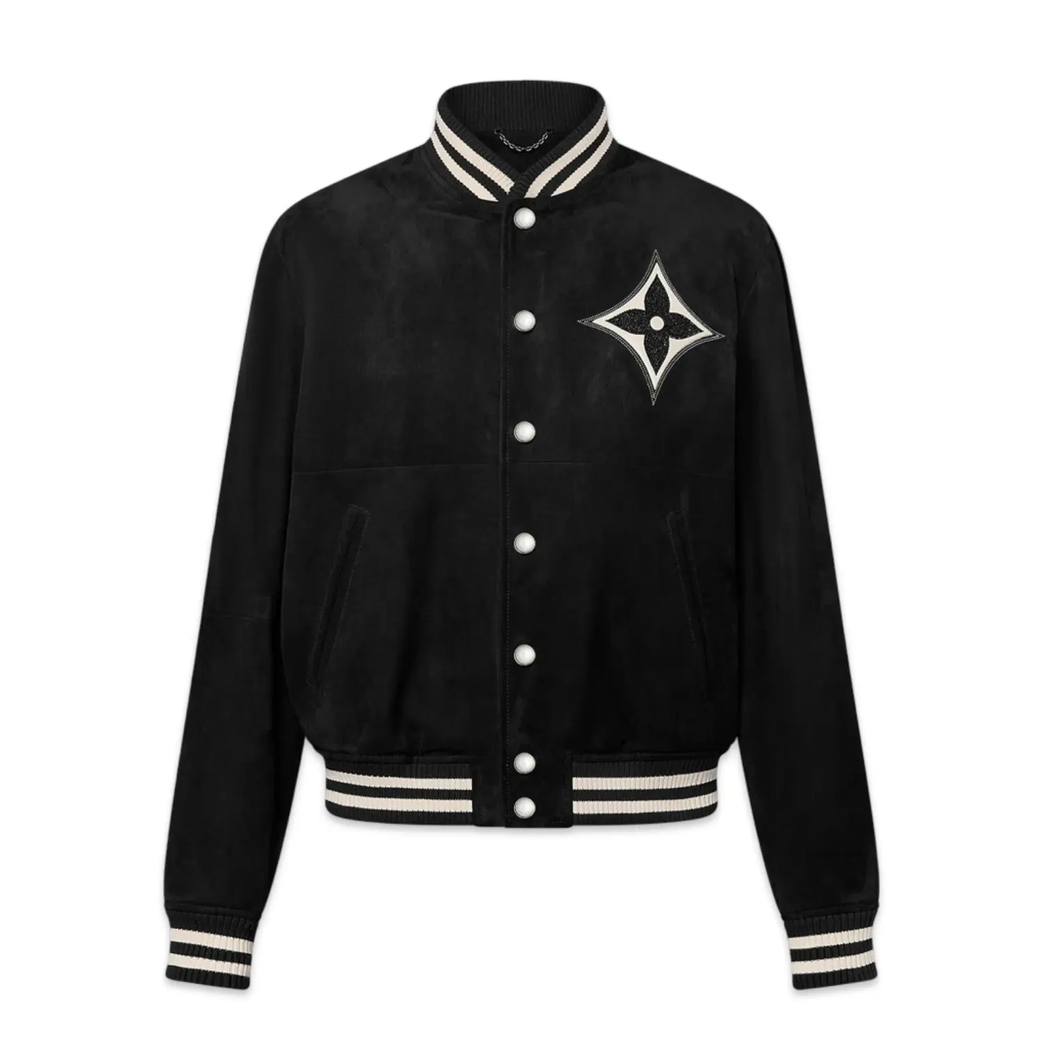 LV Black &amp; White Suede Lambskin Bomber Jacket