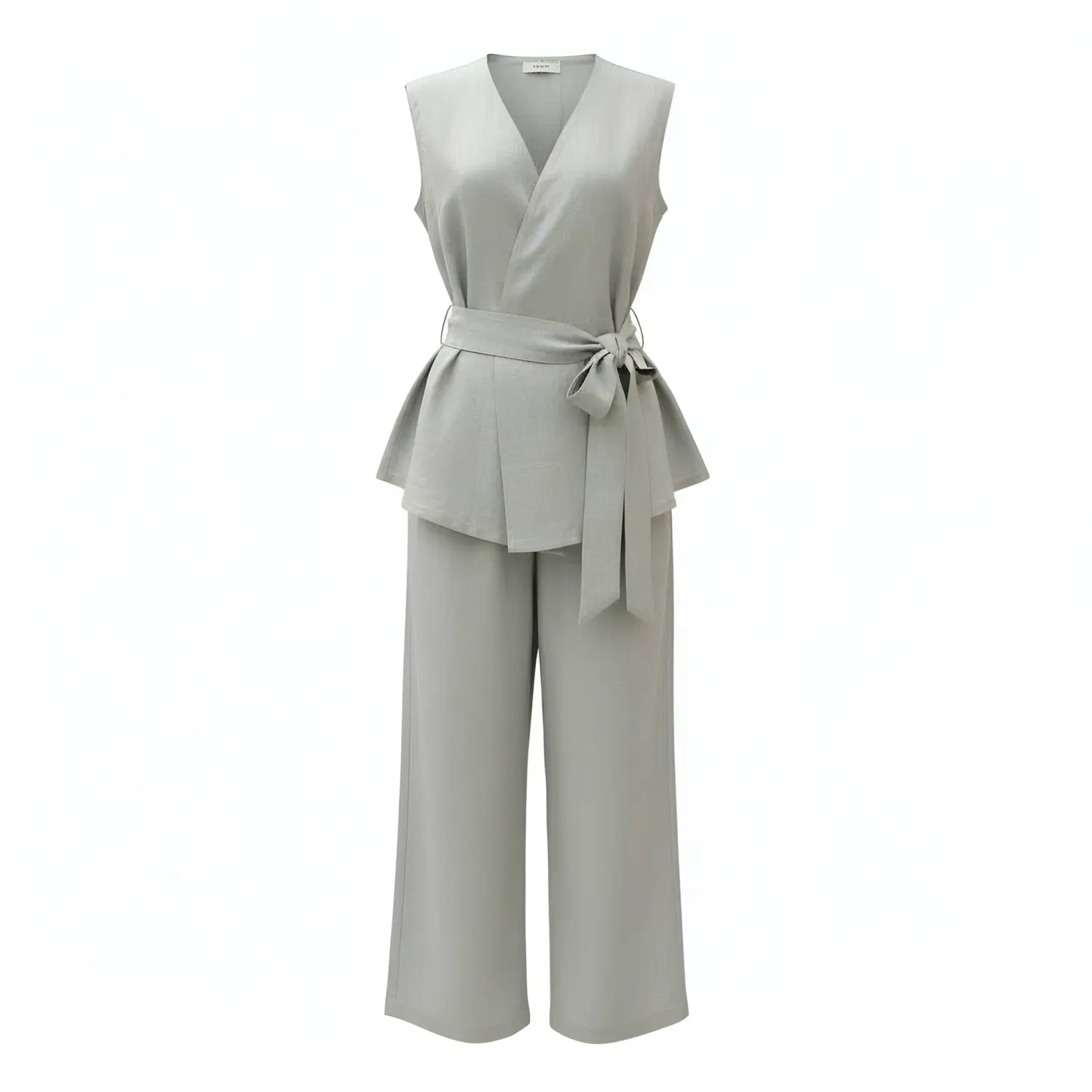 TBS Fato Feminino Colete V + Calça Pantalona cinzento