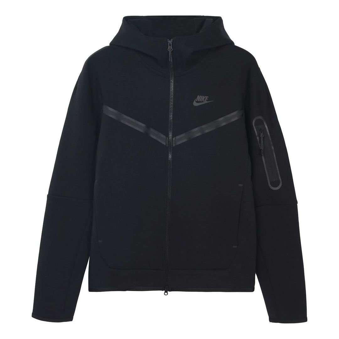 NIKE TECH FLEECE HOODIE COM Fecho - Black