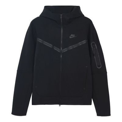 NIKE TECH FLEECE HOODIE COM Fecho - Black