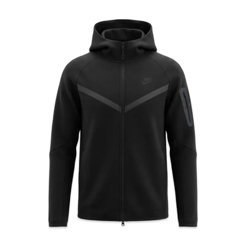 NIKE TECH FLEECE HOODIE COM Fecho - Black