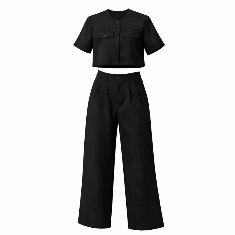 Fato Feminino Preto Premium Corte Estruturado – Elegância Minimalista TBS Fato Feminino Preto Premium Corte Estruturado – Elegância Minimalista TBS