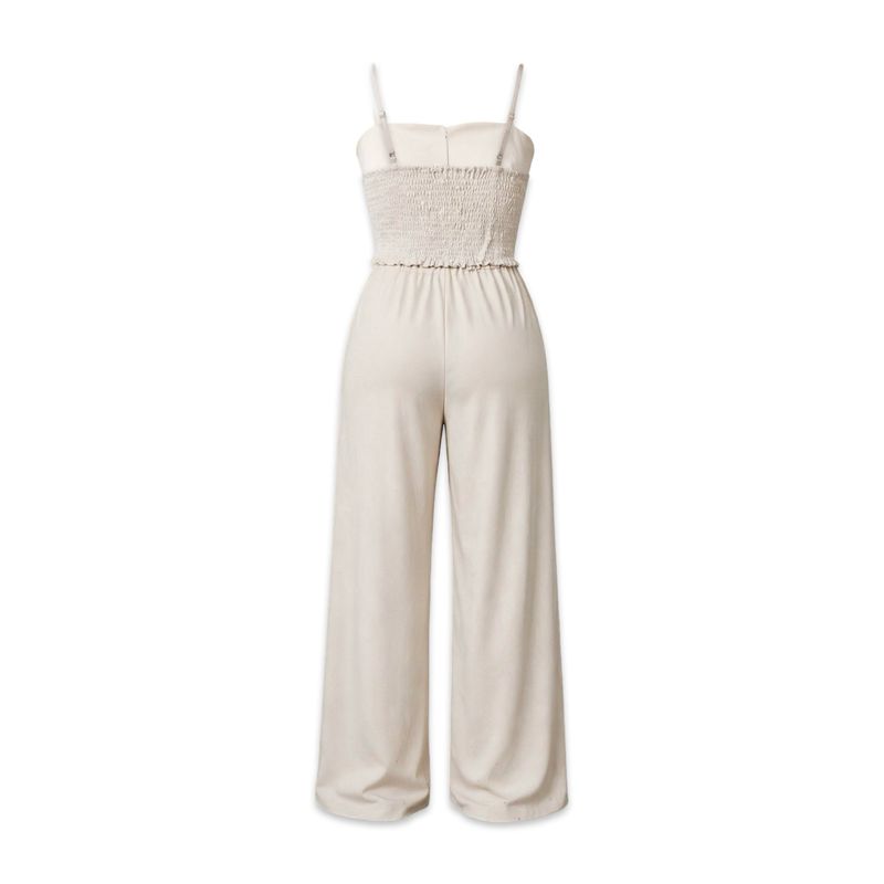 Fato Feminino Premium Nude com Top Estruturado e Calça Wide Leg