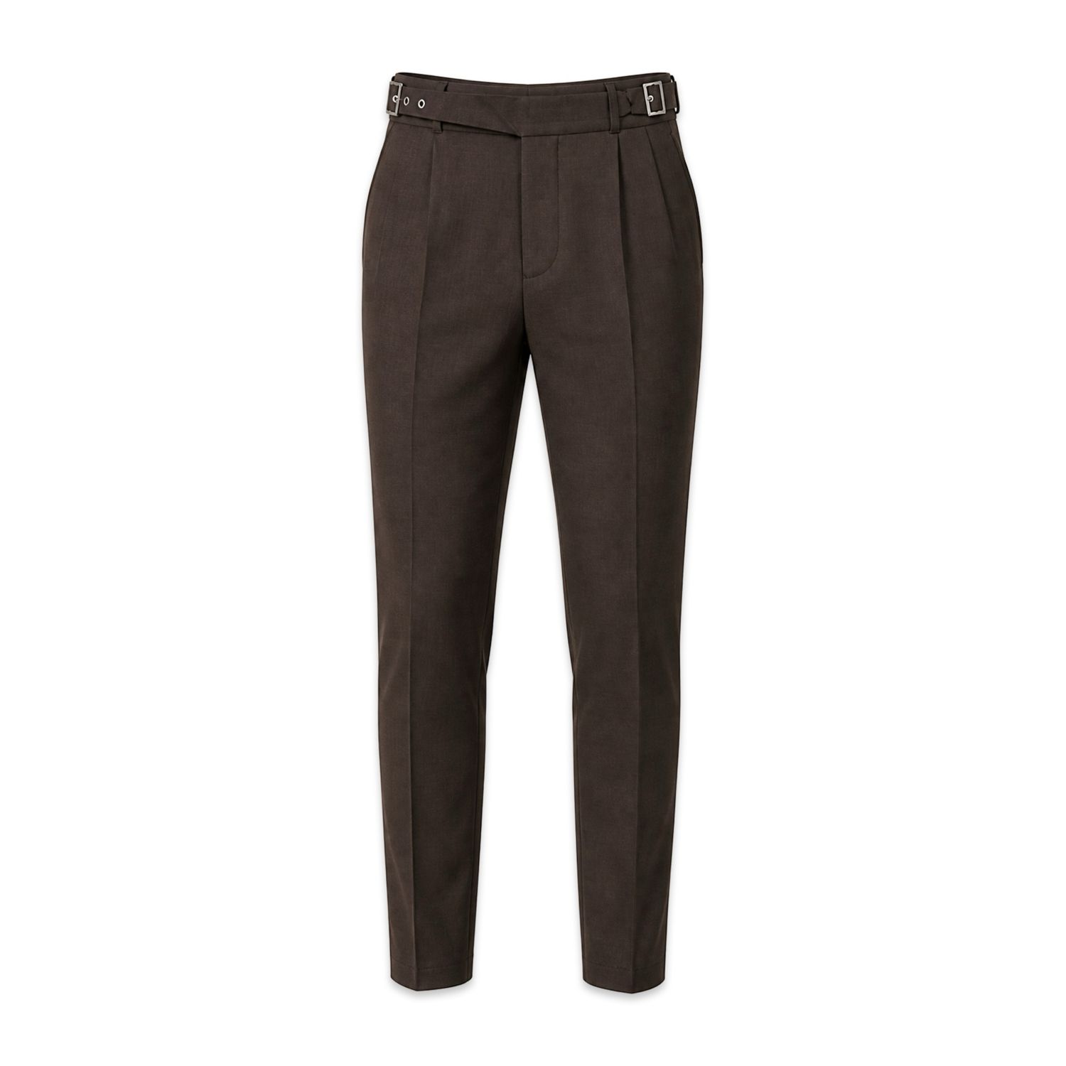 TBS Calça Masculina Alfaiataria Castanha com Fivelas Laterais